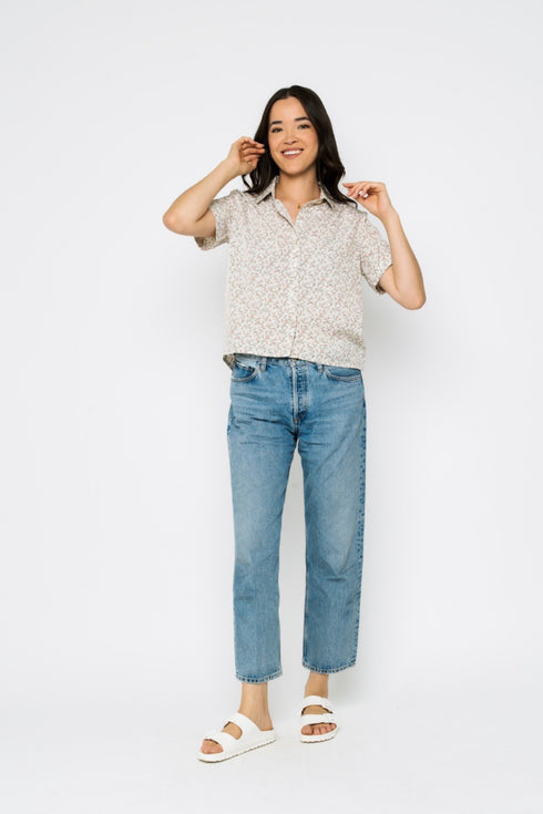 Nina-Roll Cuff Short Sleeve Shirt